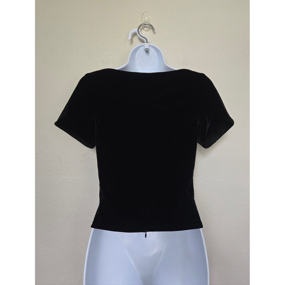 Vintage Black Velvet Velour Square Neck Top XS Goth Fairygoth Witchy - Picture 4 of 12